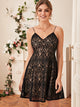 Lace Overlay High Waist Cami Dress