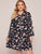 Plus V-neck Floral Print Shirt Dress