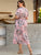 Plus Floral Print Split Thigh Belted A-line Dress