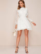 Guipure Lace Trim Swiss Dot Overlay Dress