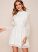 Guipure Lace Trim Swiss Dot Overlay Dress