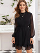 Solid Mock Neck Chiffon Dress