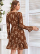 Plants Print Surplice Front Chiffon Dress