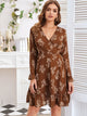 Plants Print Surplice Front Chiffon Dress