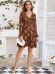 Plants Print Surplice Front Chiffon Dress