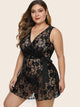 Plus Floral Lace Tie Waist Dress & Thong