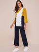Cut And Sew Double Button Blouse & Pants Set