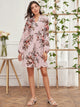 Notched Floral Print Dress