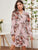 Notched Floral Print Dress