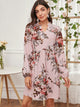 Notched Floral Print Dress