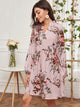 Notched Floral Print Dress