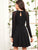 Raglan Sleeve Contrast Mesh Flared Dress