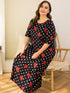 Plus Polka Dot & Floral Print Night Dress