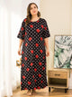 Plus Polka Dot & Floral Print Night Dress