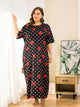 Plus Polka Dot & Floral Print Night Dress