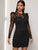 Contrast Mesh Keyhole Back Bodycon Dress