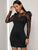 Contrast Mesh Keyhole Back Bodycon Dress
