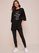 Slogan Graphic Tee & Contrast Panel Leggings Set