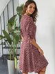 Ditsy Floral Print Knot Cuff Dress