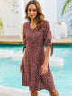 Ditsy Floral Print Knot Cuff Dress