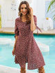 Ditsy Floral Print Knot Cuff Dress