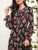 Knot Front Floral Print Ruffle Trim Dress