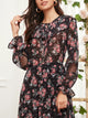 Knot Front Floral Print Ruffle Trim Dress