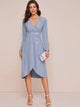 Notched Button Front Wrap A-line Dress