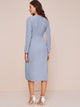 Notched Button Front Wrap A-line Dress