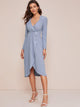 Notched Button Front Wrap A-line Dress