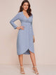 Notched Button Front Wrap A-line Dress