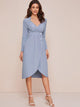 Notched Button Front Wrap A-line Dress