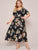 Plus Floral Print Split Thigh Belted A-line Dress