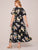 Plus Floral Print Split Thigh Belted A-line Dress