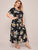 Plus Floral Print Split Thigh Belted A-line Dress