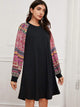 Tribal Print Raglan Sleeve Tee Dress