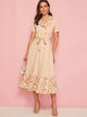 Lapel Collar Contrast Ruffle Hem Shirt Dress