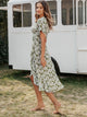 Simplee Ruffle Hem Belted Wrap Floral Dress