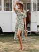Simplee Ruffle Hem Belted Wrap Floral Dress