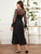 Belted Contrast Mesh Flounce Sleeve Dress