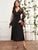 Belted Contrast Mesh Flounce Sleeve Dress