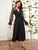 Belted Contrast Mesh Flounce Sleeve Dress