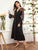 Belted Contrast Mesh Flounce Sleeve Dress