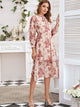 Tie Neck Floral Print Chiffon Overlay Dress