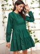 Lace Panel Ruffle Hem Smock Dress