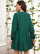 Lace Panel Ruffle Hem Smock Dress