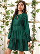 Lace Panel Ruffle Hem Smock Dress