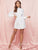 SBetro Embroidered Mesh Insert Lantern Sleeve Shirt Dress