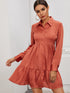 Button Through Ruffle Hem Shirt Dress