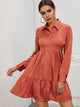 Button Through Ruffle Hem Shirt Dress